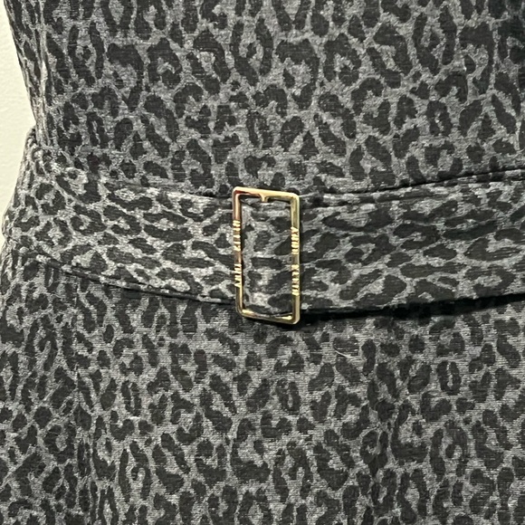 Anne Klein dress sz 16 Charcoal gray Animal Print belted Midi sleeveless office - Picture 4 of 7